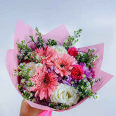 Romantic Coral Dream Bouquet - Coral Pink & White Elegant Mix